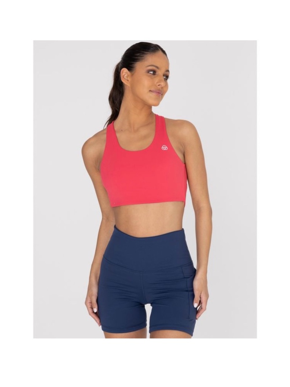 Coral Pink Crop Sports Bra